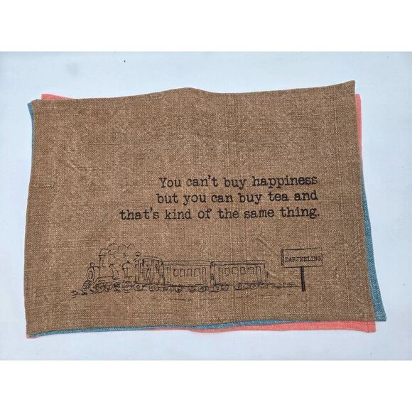 Set Of 5 Happy Valley Linen Tea Towels With Train & Tea Quotes In Assorted Color - Picture 4 of 8